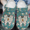 Flower Teeth Shoes Clog – Cute Tooth Pattern Dentist Crocs Clog Crocbland Clog Birthday Gift For Boy Girl Man Woman