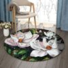 Flower White Round Carpet Floor Rug Living Room Bedroom Decor Round Area Rug Carpet