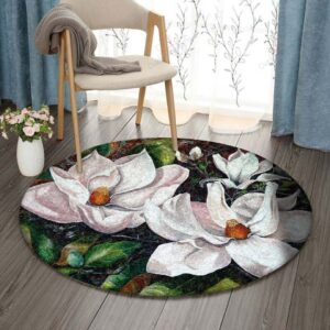 Flower White Round Carpet Floor Rug Living Room Bedroom Decor Round Area Rug Carpet
