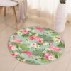 Flowers Round Flamingo Round Carpet Floor Rug Living Room Bedroom Decor Round Area Rug Carpet