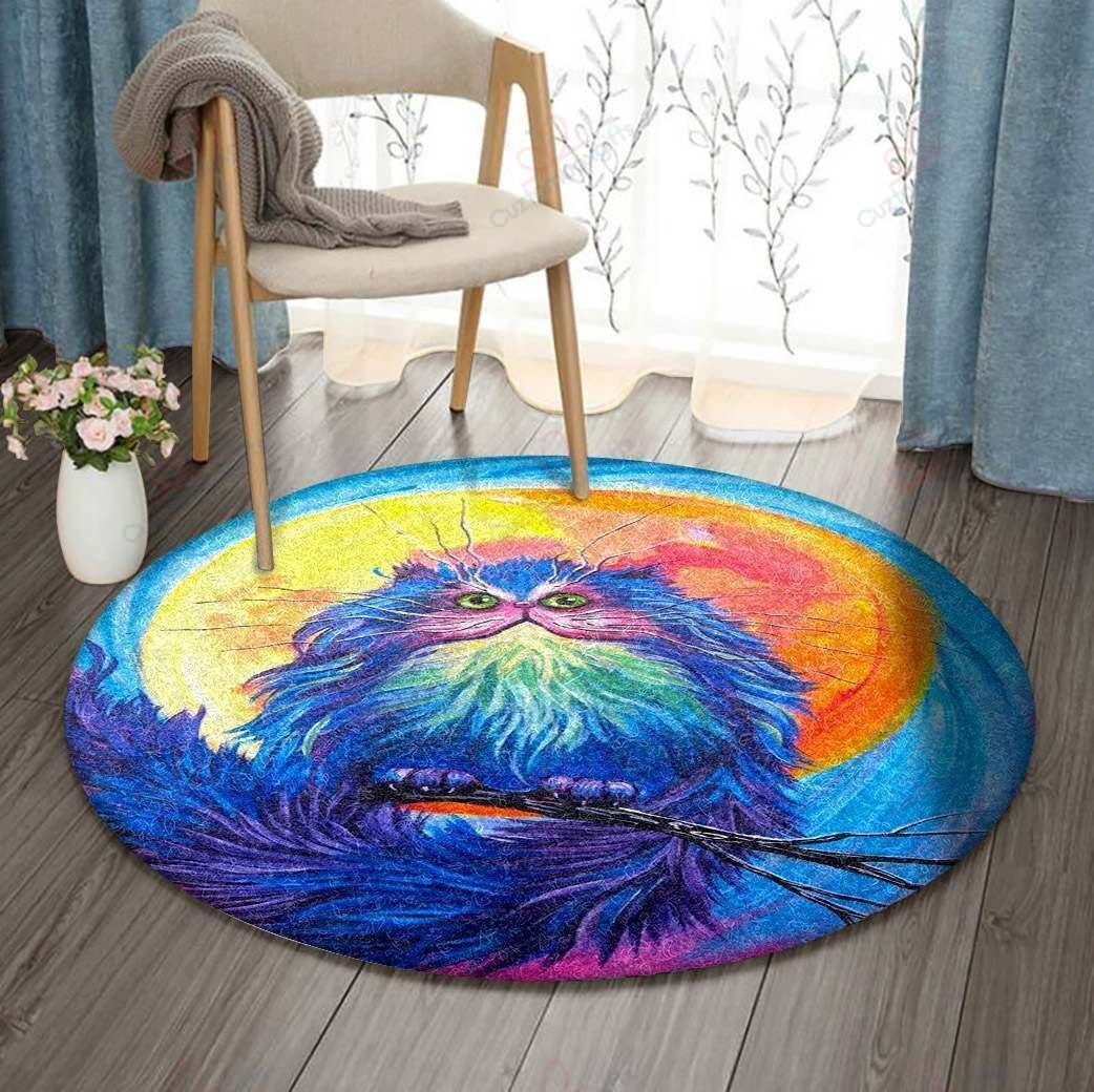 Fluffy Cat Round Carpet Floor Rug Living Room Bedroom Decor Round Area Rug Carpet Fluffy Cat Round Carpet Floor Rug Living Room Bedroom Decor Round Area Rug Carpet