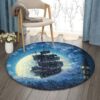 Flying Ship Round Carpet Floor Rug Living Room Bedroom Decor Round Area Rug Carpet