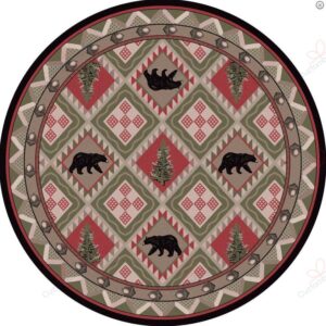Forest Bear Round Carpet Floor Rug Living Room Bedroom Decor Round Area Rug Carpet
