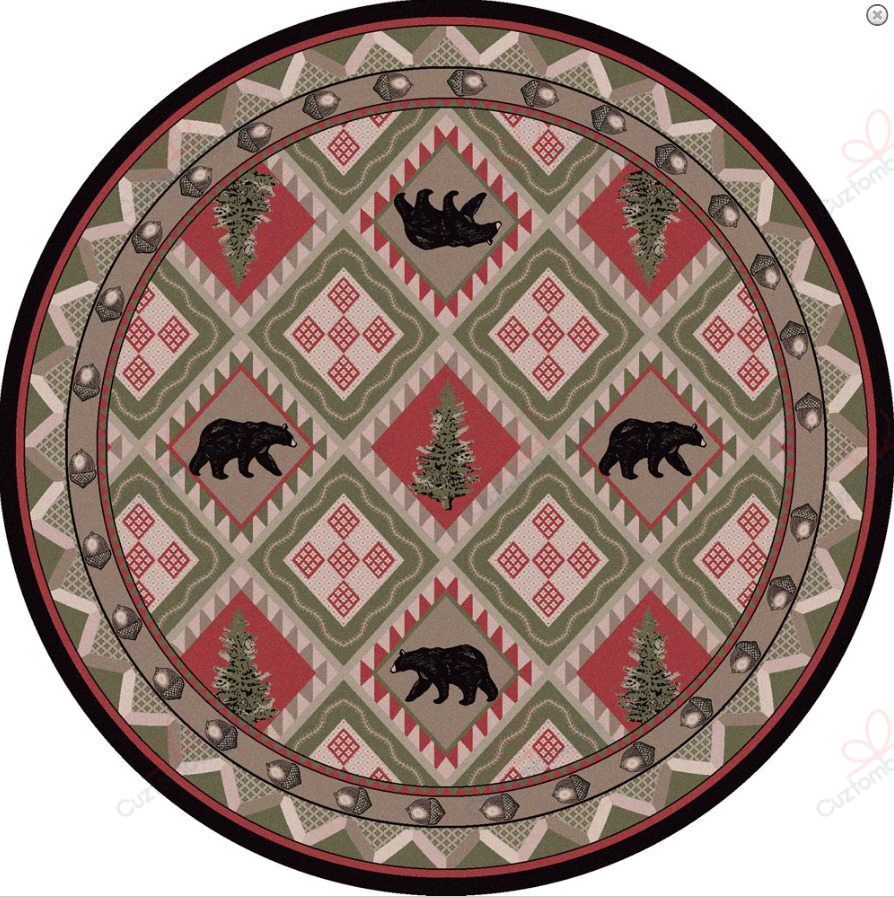 Forest Bear Round Carpet Floor Rug Living Room Bedroom Decor Round Area Rug Carpet Forest Bear Round Carpet Floor Rug Living Room Bedroom Decor Round Area Rug Carpet