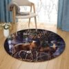 Forest Deer Round Carpet Floor Rug Living Room Bedroom Decor Round Area Rug Carpet