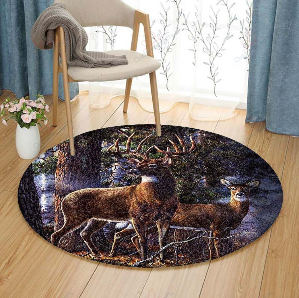Forest Deer Round Carpet Floor Rug Living Room Bedroom Decor Round Area Rug Carpet Forest Deer Round Carpet Floor Rug Living Room Bedroom Decor Round Area Rug Carpet