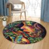 Forest Girl Butterfly Round Carpet Floor Rug Living Room Bedroom Decor Round Area Rug Carpet