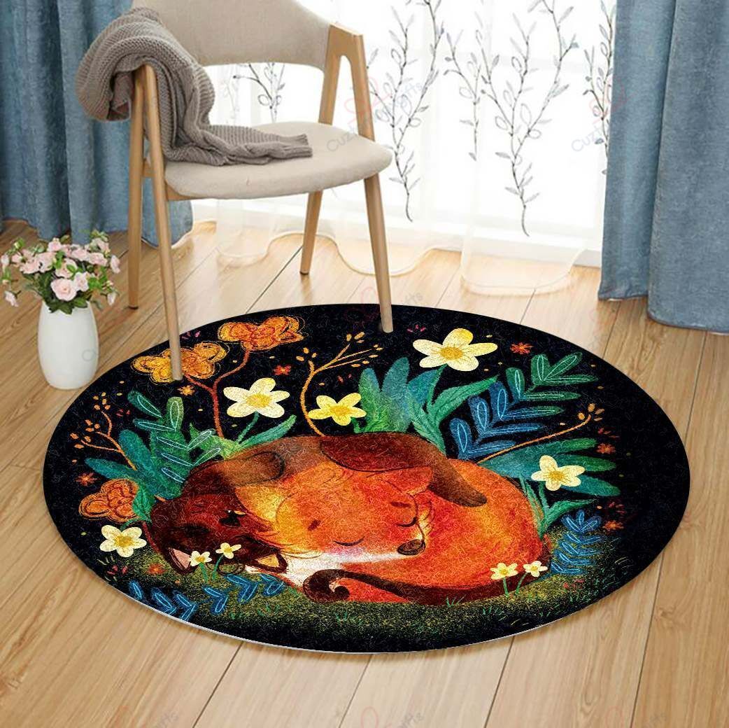 Fox And Cat Round Carpet Floor Rug Living Room Bedroom Decor Round Area Rug Carpet Fox And Cat Round Carpet Floor Rug Living Room Bedroom Decor Round Area Rug Carpet