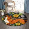 Fox And Grape Round Carpet Floor Rug Living Room Bedroom Decor Round Area Rug Carpet