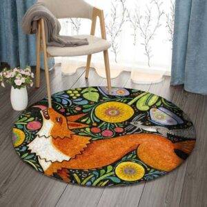 Fox And Grape Round Carpet Floor Rug Living Room Bedroom Decor Round Area Rug Carpet