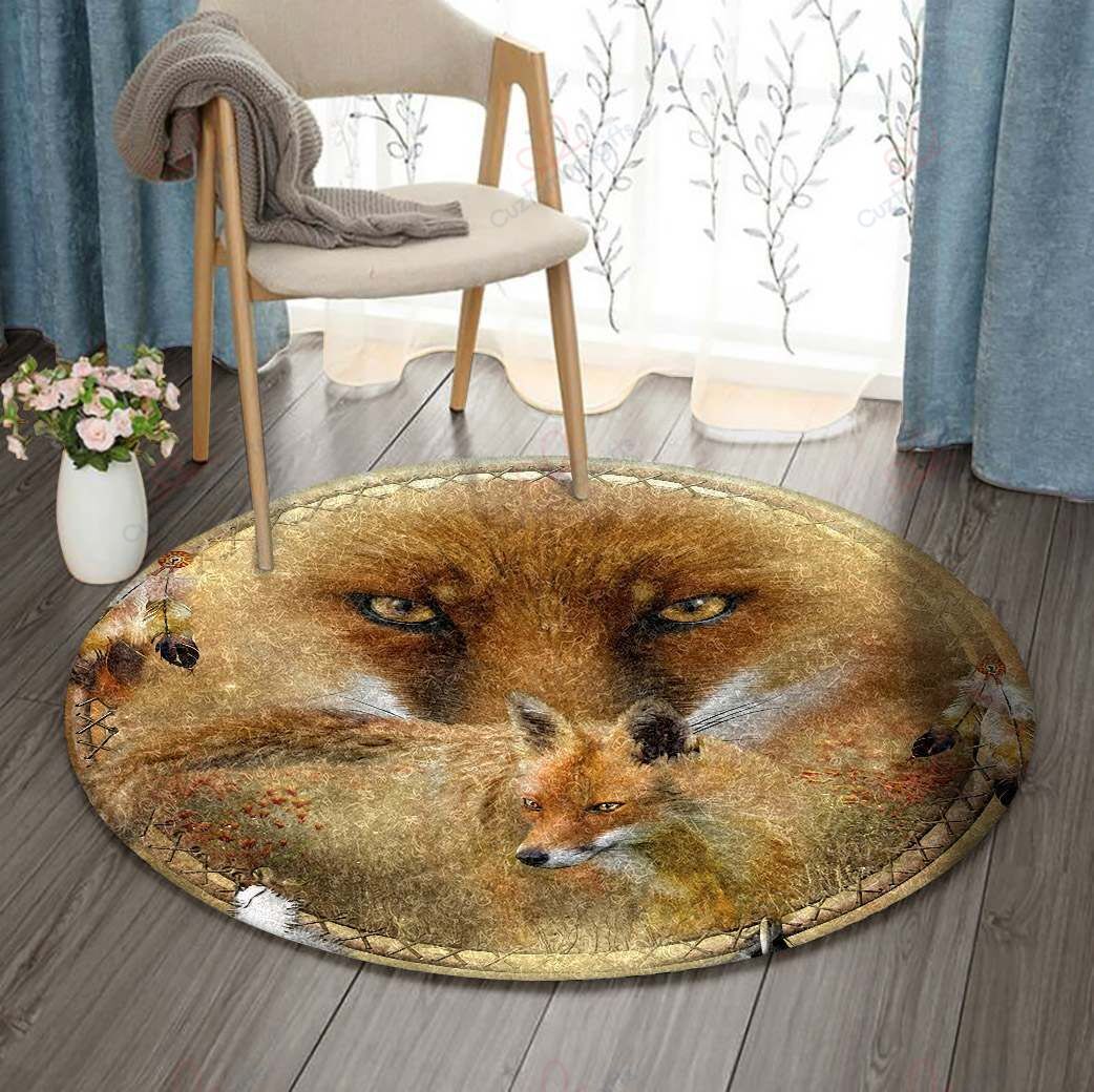 Fox Dreamcatcher Round Carpet Floor Rug Living Room Bedroom Decor Round Area Rug Carpet Fox Dreamcatcher Round Carpet Floor Rug Living Room Bedroom Decor Round Area Rug Carpet
