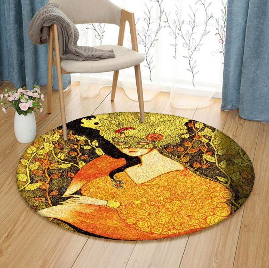 Fox Girl Round Carpet Floor Rug Living Room Bedroom Decor Round Area Rug Carpet Fox Girl Round Carpet Floor Rug Living Room Bedroom Decor Round Area Rug Carpet