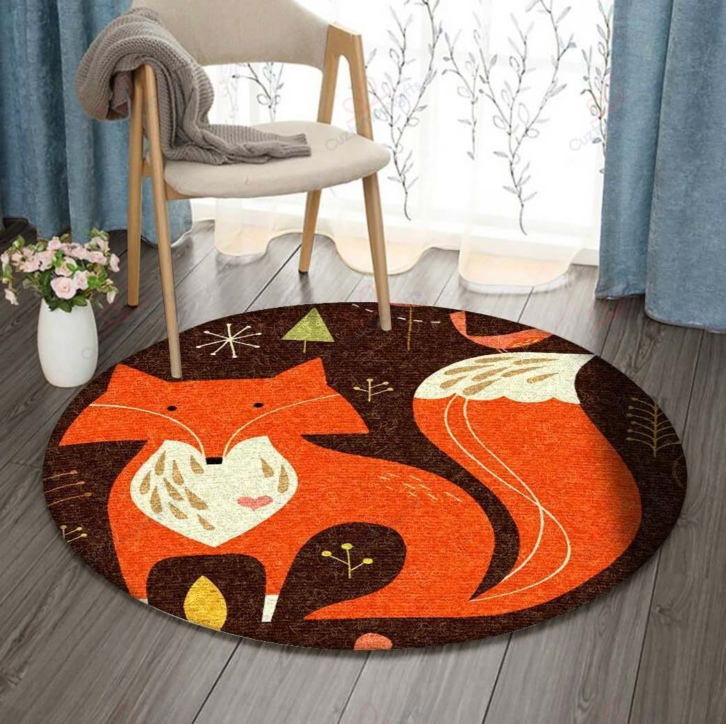 Fox Round Carpet Floor Rug Living Room Bedroom Decor Round Area Rug Carpet Fox Round Carpet Floor Rug Living Room Bedroom Decor Round Area Rug Carpet