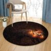 Fox Light Round Carpet Floor Rug Living Room Bedroom Decor Round Area Rug Carpet