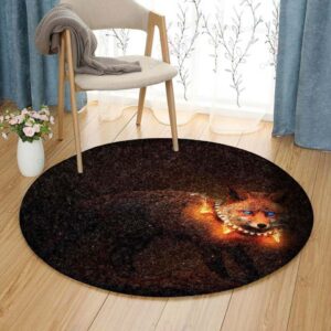 Fox Light Round Carpet Floor Rug Living Room Bedroom Decor Round Area Rug Carpet