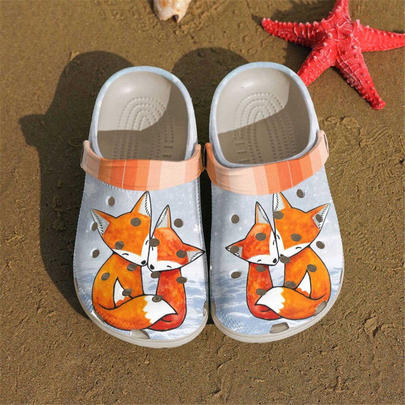 Fox Personalized Clog Custom Crocs Comfortablefashion Style Comfortable For Women Men Kid Print 3D Two Cute Foxes Fox Personalized Clog Custom Crocs Comfortablefashion Style Comfortable For Women Men Kid Print 3D Two Cute Foxes