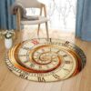 Fractal Clock Round Carpet Floor Rug Living Room Bedroom Decor Round Area Rug Carpet