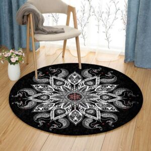 Fractal Round Carpet Floor Rug Living Room Bedroom Decor Round Area Rug Carpet