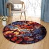 Fractal Round Carpet Floor Rug Living Room Bedroom Decor Round Area Rug Carpet