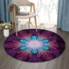 Fractal Purple Flower Round Carpet Floor Rug Living Room Bedroom Decor Round Area Rug Carpet