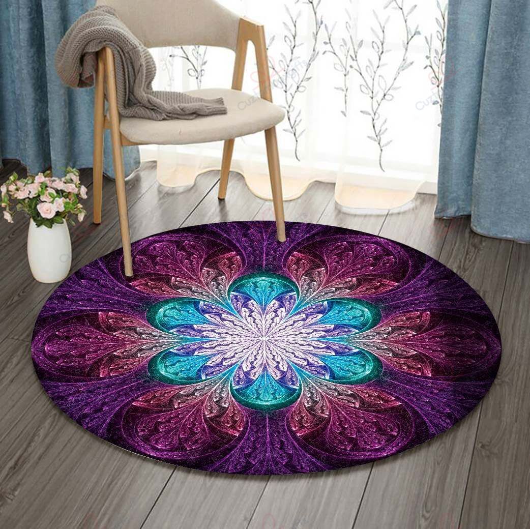 Fractal Purple Flower Round Carpet Floor Rug Living Room Bedroom Decor Round Area Rug Carpet Fractal Purple Flower Round Carpet Floor Rug Living Room Bedroom Decor Round Area Rug Carpet