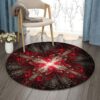 Fractal Red Flower Round Carpet Floor Rug Living Room Bedroom Decor Round Area Rug Carpet