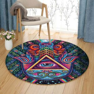 Freemason Hand Round Carpet Floor Rug Living Room Bedroom Decor Round Area Rug Carpet
