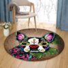 French Bull Dog Day Of The Dead Round Carpet Floor Rug Living Room Bedroom Decor Round Area Rug Carpet