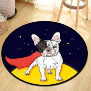 Frenchie Bulldog Round Carpet Floor Rug Living Room Bedroom Decor Round Area Rug Carpet