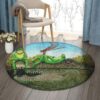 Frog Alligator And Dragonfly In Swamp Round Carpet Floor Rug Living Room Bedroom Decor Round Area Rug Carpet