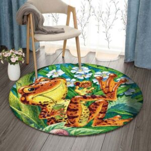 Frog And Bug Round Carpet Floor Rug Living Room Bedroom Decor Round Area Rug Carpet