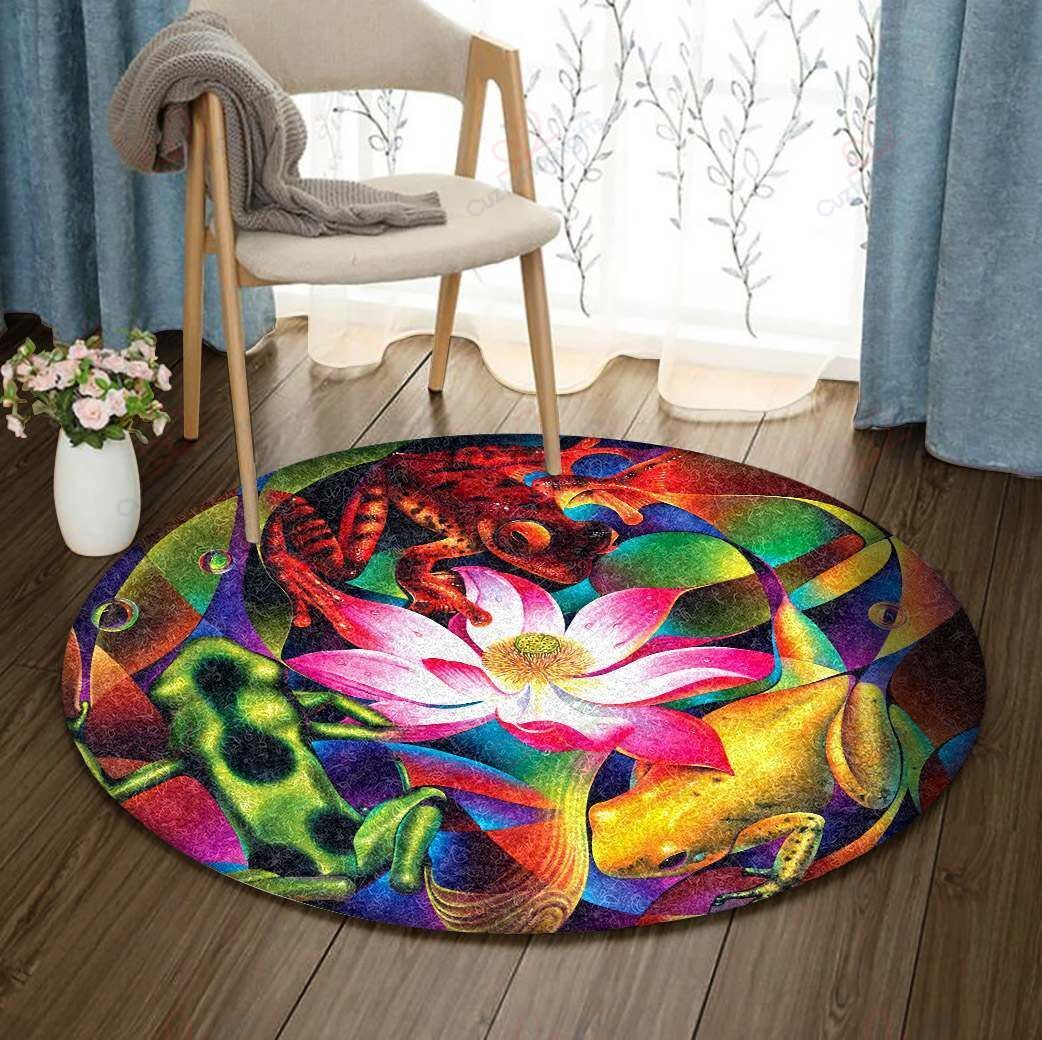 Frog And Lotus Round Carpet Floor Rug Living Room Bedroom Decor Round Area Rug Carpet Frog And Lotus Round Carpet Floor Rug Living Room Bedroom Decor Round Area Rug Carpet