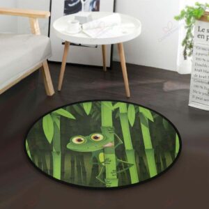 Frog Stem The Bamboo Round Carpet Floor Rug Living Room Bedroom Decor Round Area Rug Carpet
