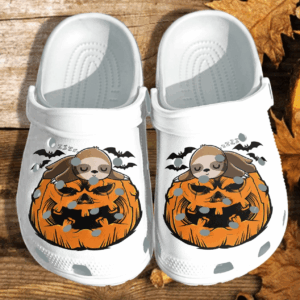 Funny Sloth Hug Pumpkin Shoes Clog – Halloween Crocs Clog Crocband Clog Birthday Gift For Girl Women