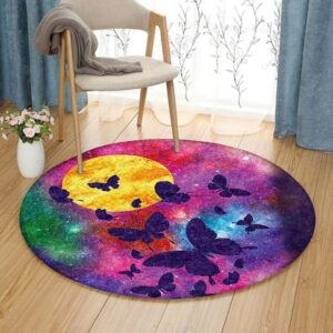 Galaxy Butterfly Round Carpet Floor Rug Living Room Bedroom Decor Round Area Rug Carpet