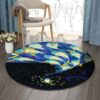 Galaxy Fish Round Carpet Floor Rug Living Room Bedroom Decor Round Area Rug Carpet