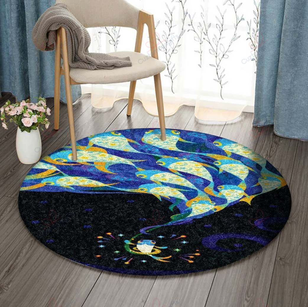 Galaxy Fish Round Carpet Floor Rug Living Room Bedroom Decor Round Area Rug Carpet Galaxy Fish Round Carpet Floor Rug Living Room Bedroom Decor Round Area Rug Carpet