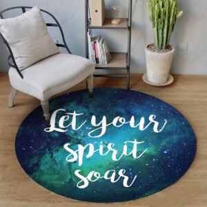 Galaxy Let Your Spirit Soar Round Carpet Floor Rug Living Room Bedroom Decor Round Area Rug Carpet