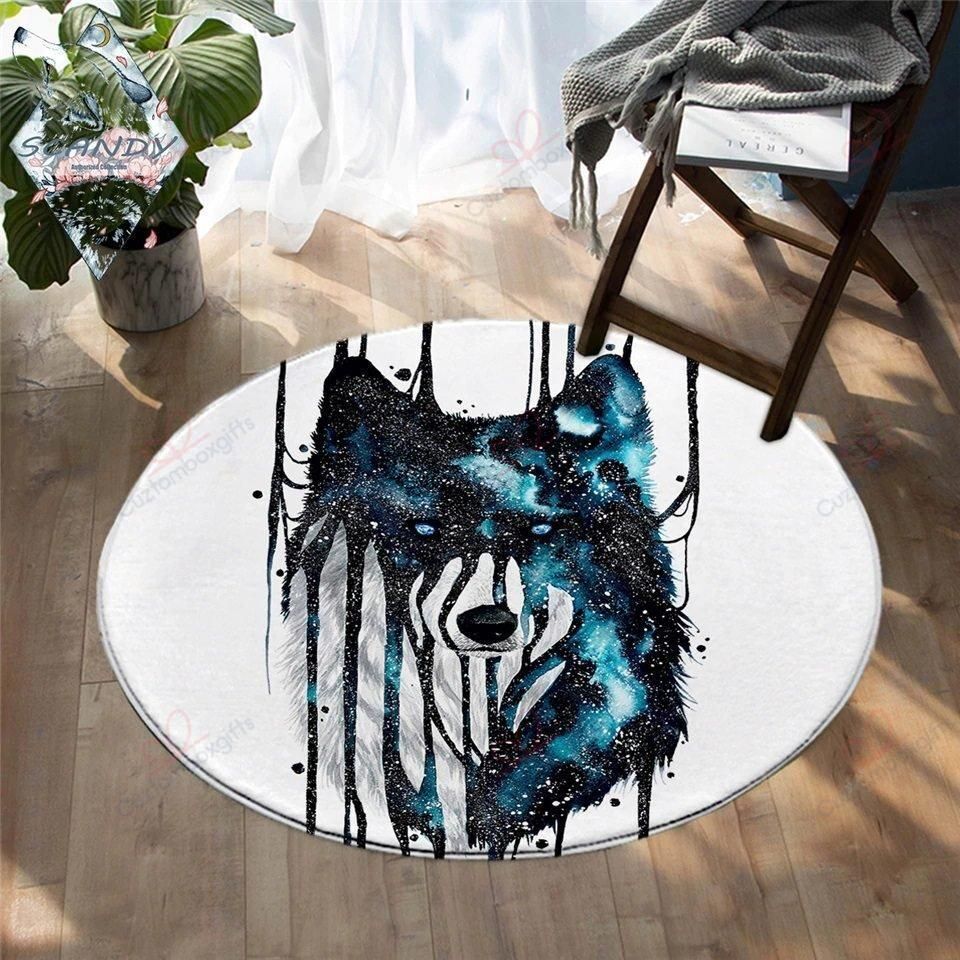Galaxy Wolf Round Carpet Floor Rug Living Room Bedroom Decor Round Area Rug Carpet Galaxy Wolf Round Carpet Floor Rug Living Room Bedroom Decor Round Area Rug Carpet