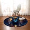 Galaxy Wolf Moon Dreamcatcher Round Carpet Floor Rug Living Room Bedroom Decor Round Area Rug Carpet