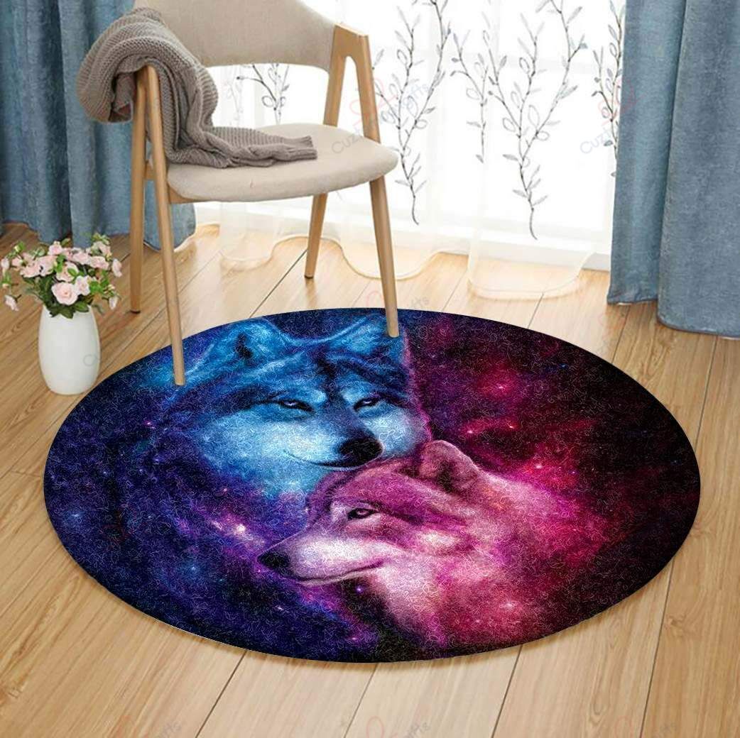 Galaxy Wolves Round Carpet Floor Rug Living Room Bedroom Decor Round Area Rug Carpet Galaxy Wolves Round Carpet Floor Rug Living Room Bedroom Decor Round Area Rug Carpet