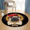 Gangster Pug Round Carpet Floor Rug Living Room Bedroom Decor Round Area Rug Carpet