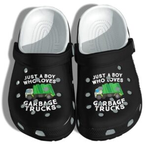 Garbage Trucks Shoes Crocs Clog Funny Gifts For Boy – Just a Boy Who loves Garbage Truck Clog Birthday Gifts For Son Man