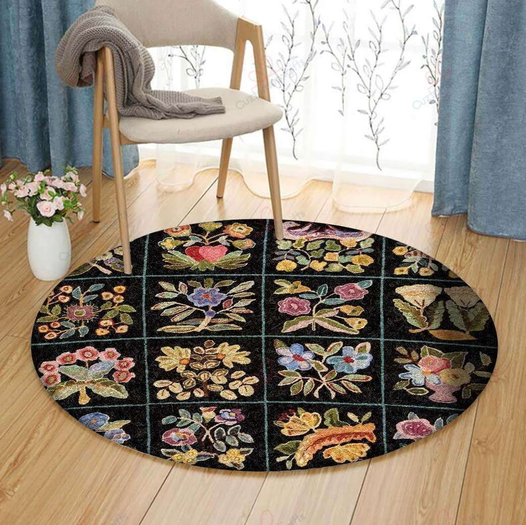 Garden Flower Round Carpet Floor Rug Living Room Bedroom Decor Round Area Rug Carpet Garden Flower Round Carpet Floor Rug Living Room Bedroom Decor Round Area Rug Carpet