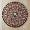Garnet Hill Medallion Ancient Mandala Round Carpet Floor Rug Living Room Bedroom Decor Round Area Rug Carpet