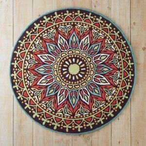 Garnet Hill Medallion Ancient Mandala Round Carpet Floor Rug Living Room Bedroom Decor Round Area Rug Carpet