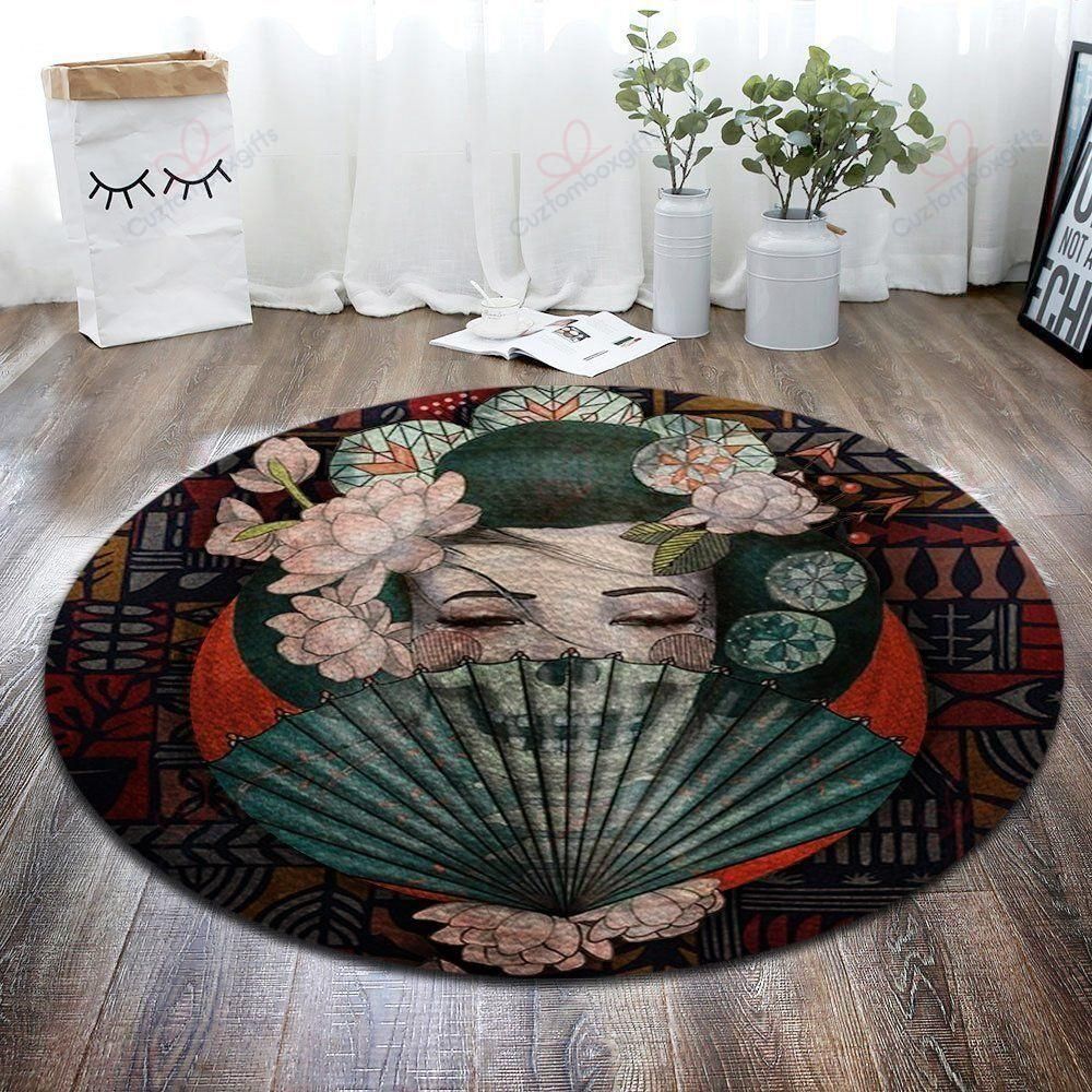 Geisha Girl Art Round Carpet Floor Rug Living Room Bedroom Decor Round Area Rug Carpet Geisha Girl Art Round Carpet Floor Rug Living Room Bedroom Decor Round Area Rug Carpet