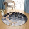 Geometric Black And Yellow Round Carpet Floor Rug Living Room Bedroom Decor Round Area Rug Carpet