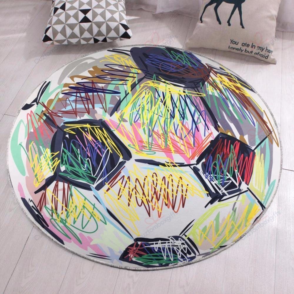 Geometric Football Pattern Round Carpet Floor Rug Living Room Bedroom Decor Round Area Rug Carpet Geometric Football Pattern Round Carpet Floor Rug Living Room Bedroom Decor Round Area Rug Carpet