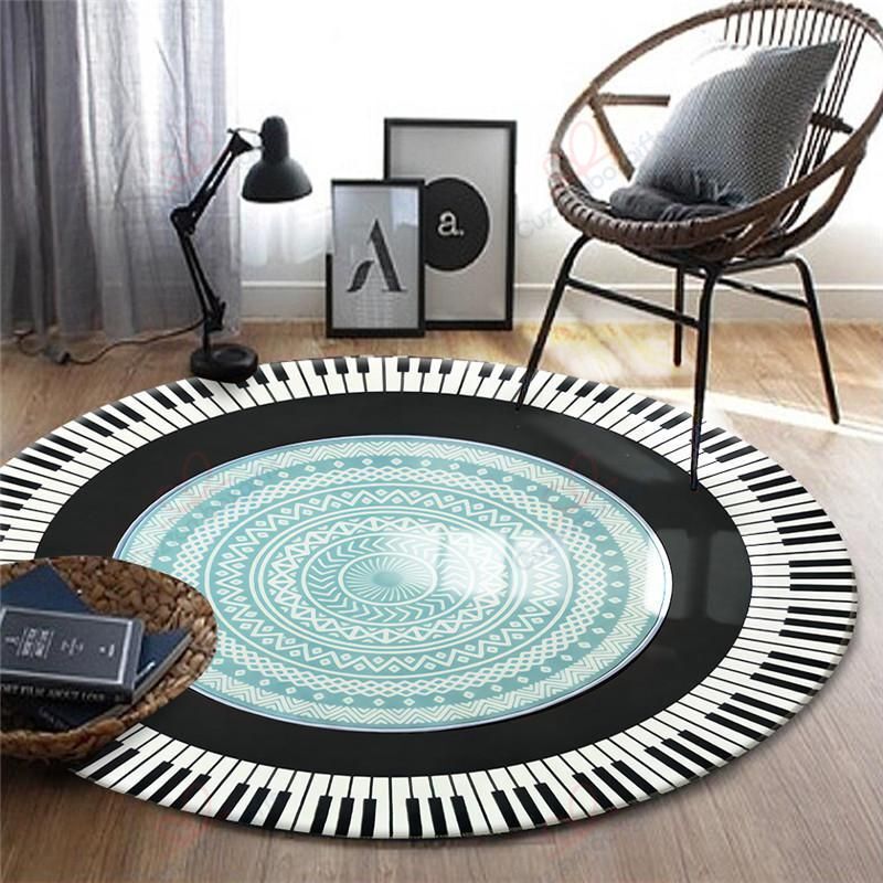 Geometric Piano Round Carpet Floor Rug Living Room Bedroom Decor Round Area Rug Carpet Geometric Piano Round Carpet Floor Rug Living Room Bedroom Decor Round Area Rug Carpet
